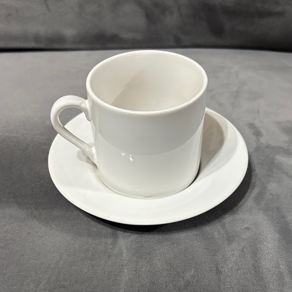 Source Unknown White Ceramic Demitasse Cup and Saucer Set